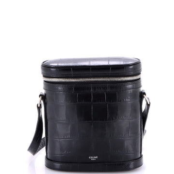 Celine Vertical Zip Messenger Crocodile Embossed Leather
