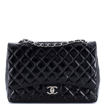 Chanel Classic Double Flap Bag Quilted Patent Maxi