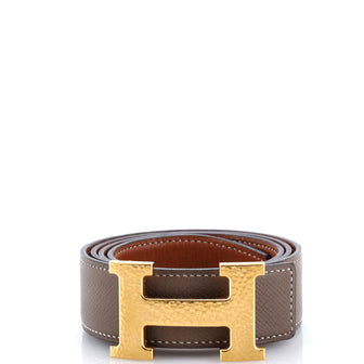 Hermes Constance Martelee H Reversible Belt Leather with Hammered Hardware Medium