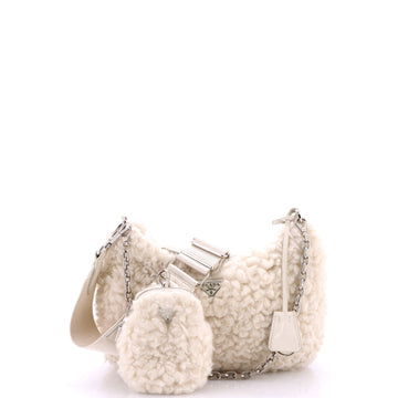 Prada Re-Edition 2005 Shoulder Bag Quilted Shearling Small