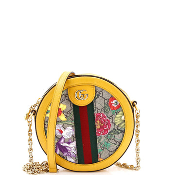 Gucci Ophidia Round Shoulder Bag Flora GG Coated Canvas Mini