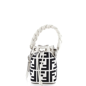 Fendi Woven Handle Mon Tresor Bucket Bag Zucca Embroidered Canvas Mini