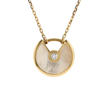 Cartier Amulette de Cartier Pendant Necklace 18K Yellow Gold with Mother of Pearl and Diamond XS