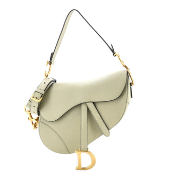 Christian Dior Saddle Handbag with Strap Leather Medium