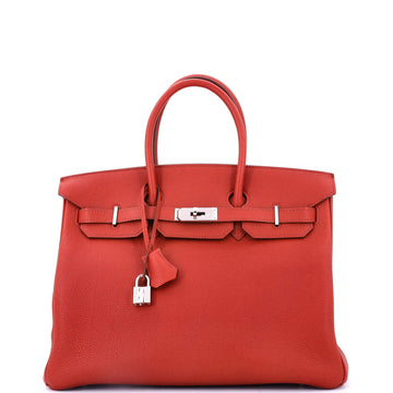 Hermes Birkin Handbag Red Togo with Palladium Hardware 35
