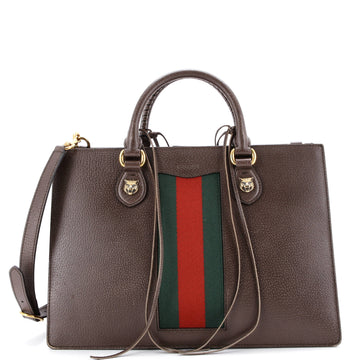 Gucci Animalier Web Top Handle Tote Leather Medium