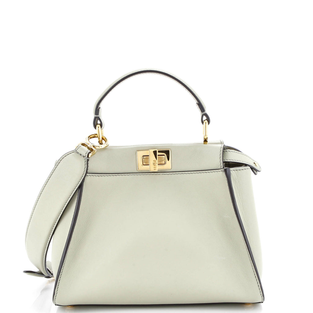 Fendi Peekaboo Iconic Bag Leather with Zucca Embroidered Canvas