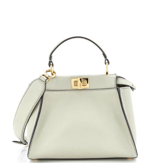 Fendi Peekaboo Iconic Bag Leather with Zucca Embroidered Canvas Interior Mini