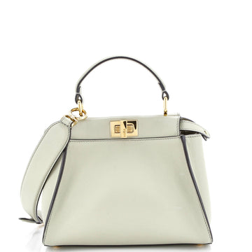 Fendi Peekaboo Iconic Bag Leather with Zucca Embroidered Canvas Interior Mini