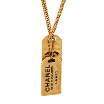 Chanel CC Dog Tag Pendant Necklace Metal