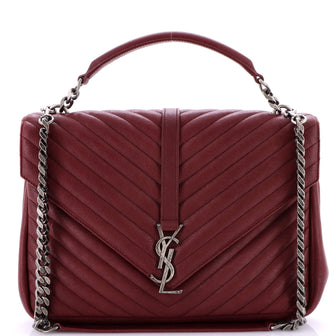Saint Laurent Classic Monogram College Bag Matelasse Chevron Leather Large