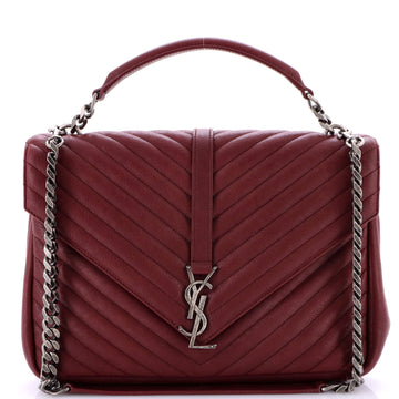 Saint Laurent Classic Monogram College Bag Matelasse Chevron Leather Large