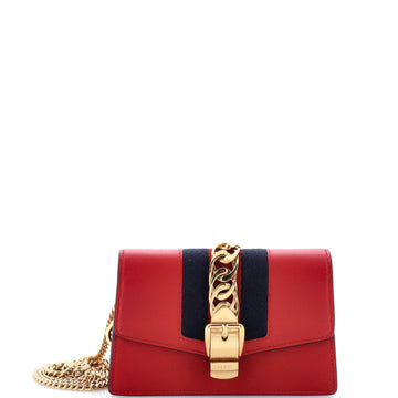 Gucci Sylvie Chain Shoulder Bag Leather Super Mini