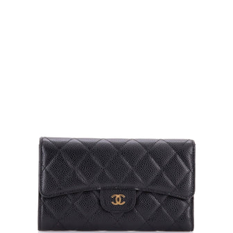 Chanel L-Flap Wallet Quilted Caviar Long