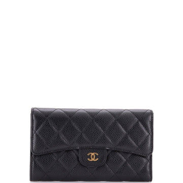 Chanel L-Flap Wallet Quilted Caviar Long