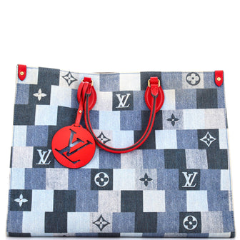 Louis Vuitton OnTheGo Tote Damier and Monogram Patchwork Denim GM