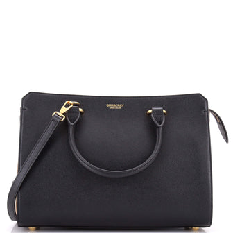 Burberry Banwell Tote Leather and House Check Canvas Small
