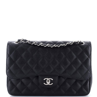 Chanel Classic Double Flap Bag Quilted Caviar Jumbo