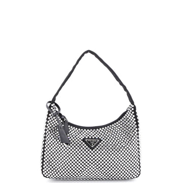 Prada Re-Edition 2000 Hobo Crystal Embellished Satin Mini