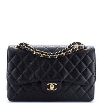 Chanel Classic Double Flap Bag Quilted Caviar Jumbo