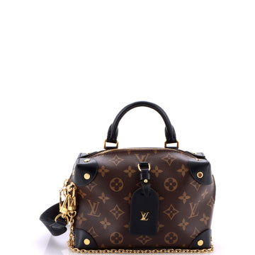 Louis Vuitton Petite Malle Souple Handbag Monogram Canvas with Leather