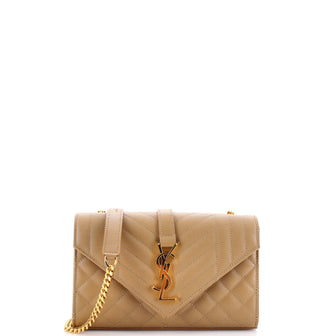 Saint Laurent Classic Monogram Envelope Satchel Mixed Matelasse Leather Small