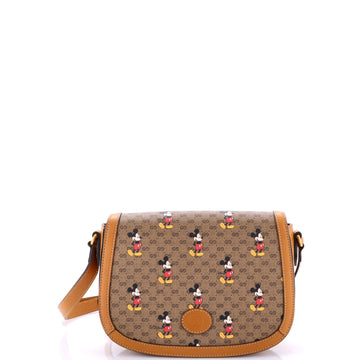 Gucci Disney Mickey Mouse Flap Shoulder Bag Printed Mini GG Coated Canvas Small