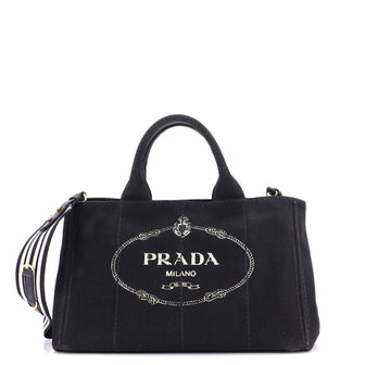 Prada Canapa Convertible Tote Canvas Large