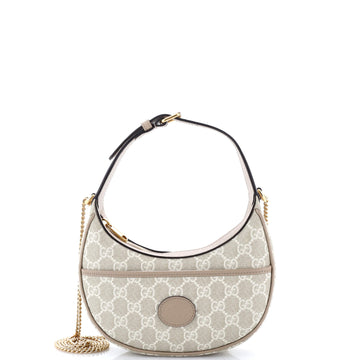 Gucci Interlocking G Patch Half Moon Hobo GG Coated Canvas Mini