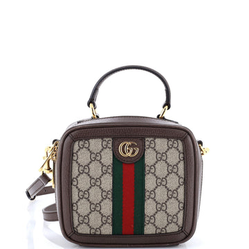 Gucci Ophidia Zip Around Top Handle Bag GG Coated Canvas with Leather Mini