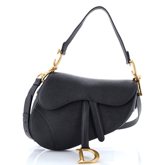 Christian Dior Saddle Handbag with Strap Leather Medium