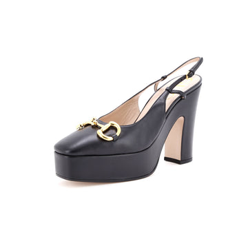 Gucci Women's Horsebit Platform Slingback Pumps Leather