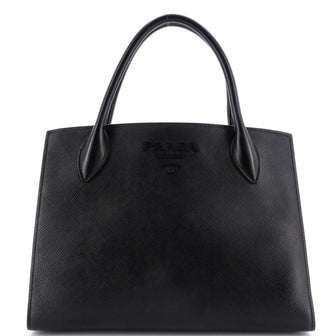 Prada Monochrome Tote Saffiano with City Calf Medium