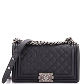 Chanel Boy Flap Bag Quilted Caviar Old Medium