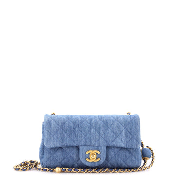Chanel Pearl Crush Flap Bag Quilted Denim Mini
