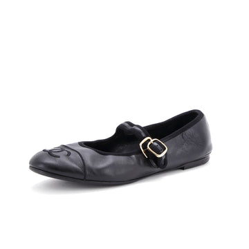 Chanel Women's CC Mary Jane Flats Embroidered Leather