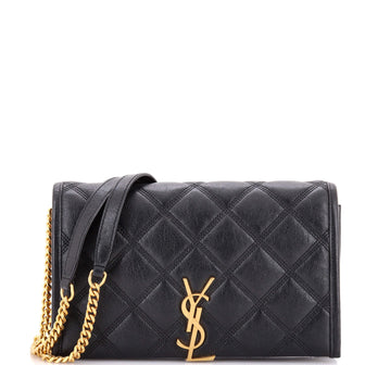 Saint Laurent Becky Chain Wallet Quilted Leather