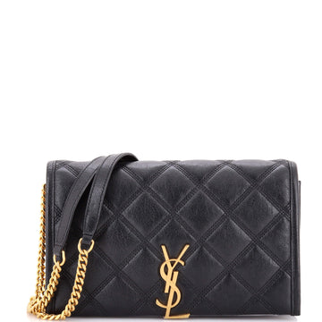 Saint Laurent Becky Chain Wallet Quilted Leather