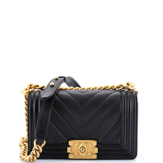 Chanel Boy Flap Bag Chevron Caviar Small