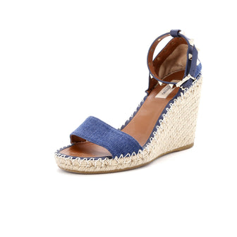 Valentino Garavani Women's Rockstud Ankle Strap Double Wedge Sandals Denim