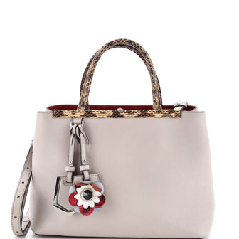 Fendi Flowerland 2Jours Bag Embellished Leather with Python Petite