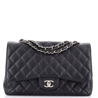 Chanel Classic Double Flap Bag Quilted Caviar Jumbo