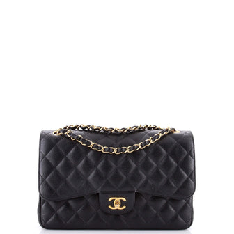 Chanel Classic Single Flap Bag Quilted Caviar Jumbo