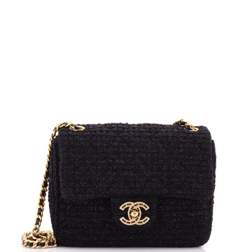 Chanel Square Classic Single Flap Bag Quilted Tweed Mini