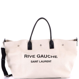 Saint Laurent Rive Gauche Shopper Tote Canvas Maxi