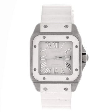 Cartier Santos 100 Automatic Watch Stainless Steel and Rubber 33