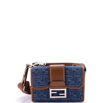 Fendi Double Baguette Crossbody Bag Zucca Denim and Leather