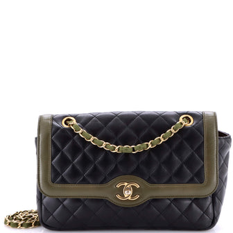 Chanel Two Tone Flap Bag Quilted Lambskin Medium