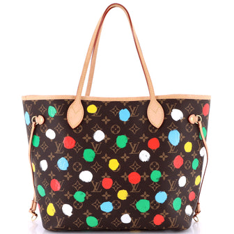 Louis Vuitton Neverfull NM Tote Yayoi Kusama Painted Dots Monogram Canvas MM