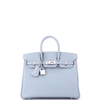 Hermes Birkin Handbag Blue Epsom with Palladium Hardware 25